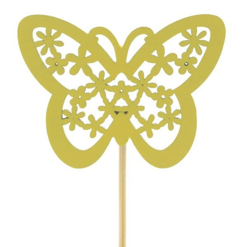 Flower Pick - Butterfly Patterned Yellow (Short Cane)