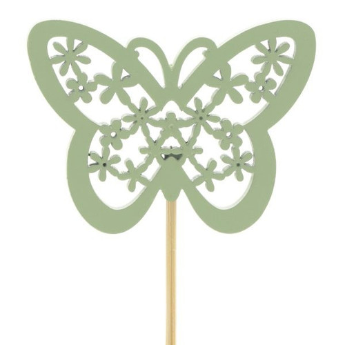 Flower Pick - Butterfly Patterned Green (Short Cane)