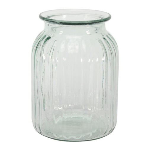 Hand Tie Glass Vase - Ribbed - Clear (20cm)