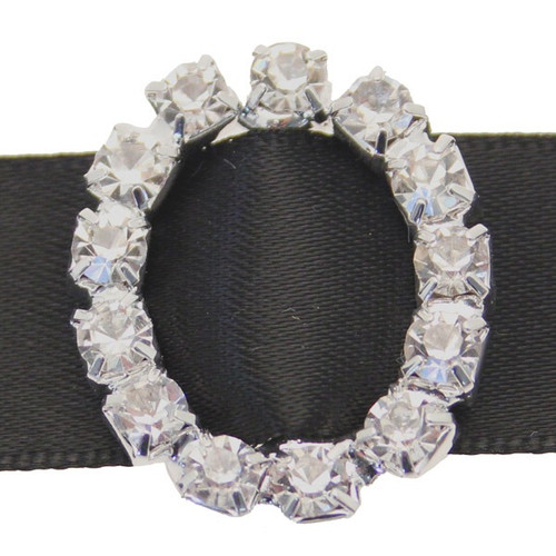 Buckle - Oval Silver Diamante (Horizontal Bar) - Small x 6
