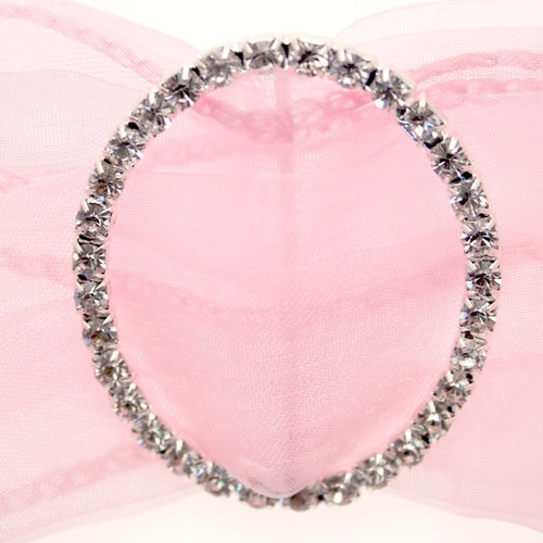 Buckle - Oval Silver Diamante (Horizontal Bar) - Large