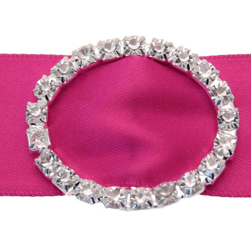 Buckle - Oval Silver Diamante (Vertical Bar) - Medium x 4