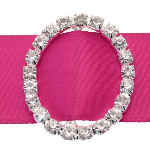 Buckle - Oval Silver Diamante (Horizontal Bar) - Medium x 4