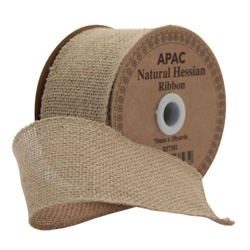70mm Hessian Ribbon - Natural
