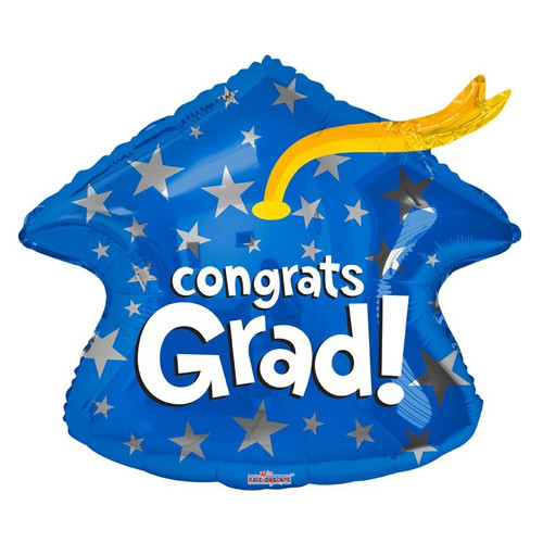 18" Congrats Grad Blue Cap Balloon