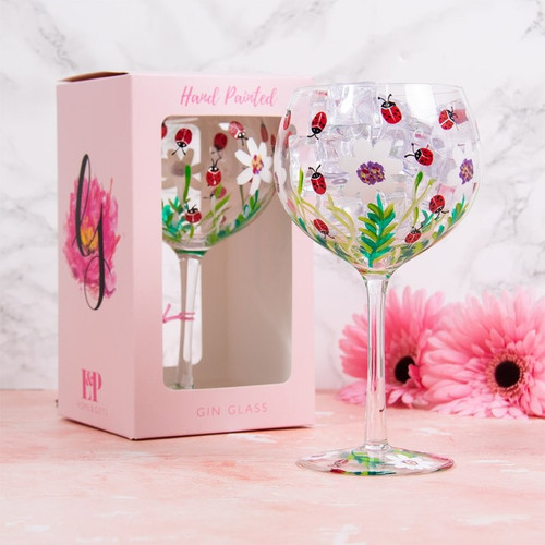Hand Painted Gin Glass - Ladybirds