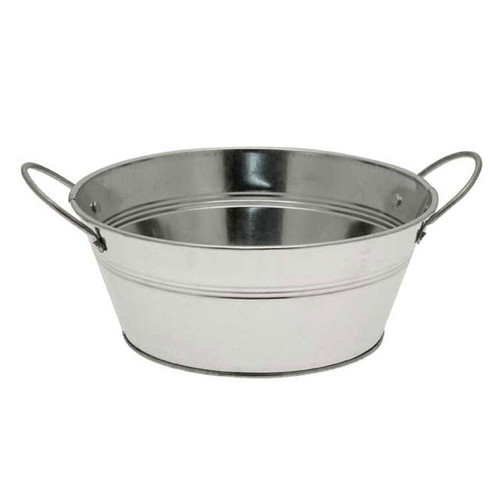 Galvanised Planter with Handles - Silver (19cm Dia)