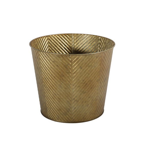 Zinc Plant Pot Chevron Pattern - Antique Gold (16cm H)