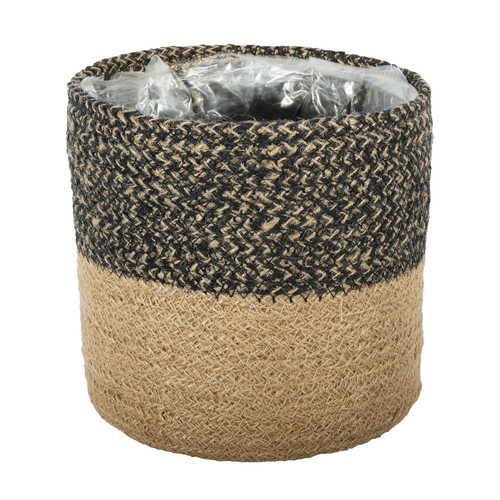 Braided Basket - Jute Rope Black & Natural (18cm)