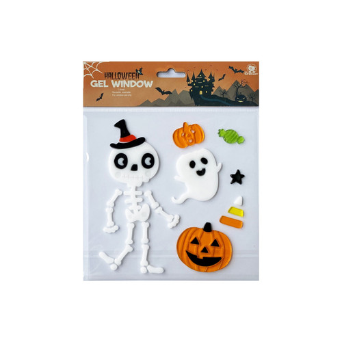 Halloween Gel Window Stickers - Skeleton & Friends