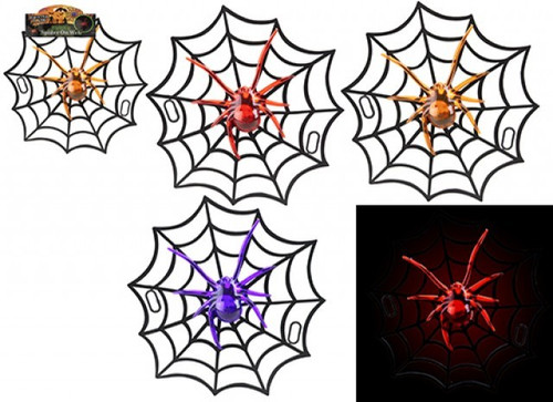 Halloween Decoration - Light Up Spider on Cobweb (Assorted Designs)
