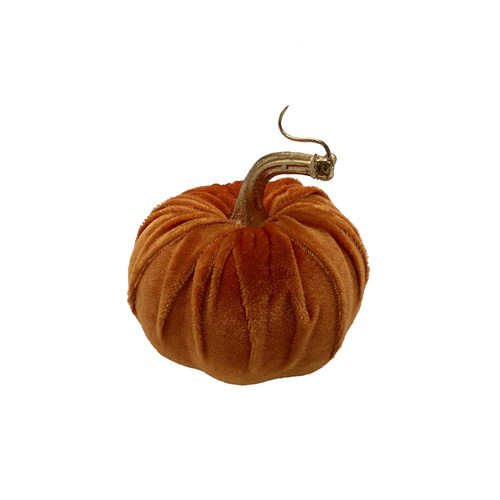 Velvet Pumpkin Decoration - Orange (9.5cm)