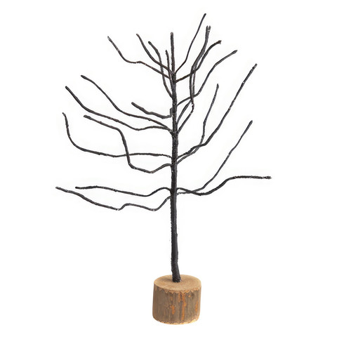 Halloween Decoration - Felt Twiggy Tree Ornament with Wooden Base (40cm)