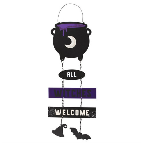 Halloween Sign - Cauldron "All Witches Welcome" (30cm)