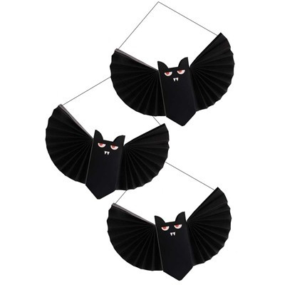 Halloween Hanging Decoration - Black Paper Bats (21cm)