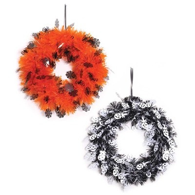 Halloween Wreath - Tinsel Spiders or Skulls Tinsel (28cm) (Assorted Designs)
