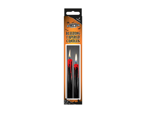 Halloween Candles - Bleeding Black & Red Tapered Dinner Candles