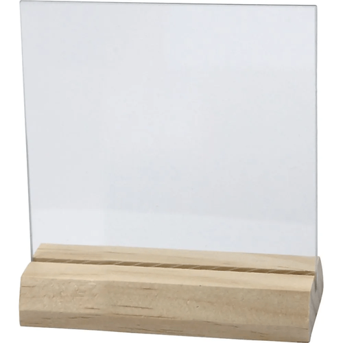 Glass Pane/Blank Sign with Wooden Holder (7.5cm)