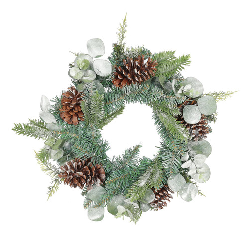 Artificial Readymade Wreath - Eucalyptus & Pine Cones (40cm)