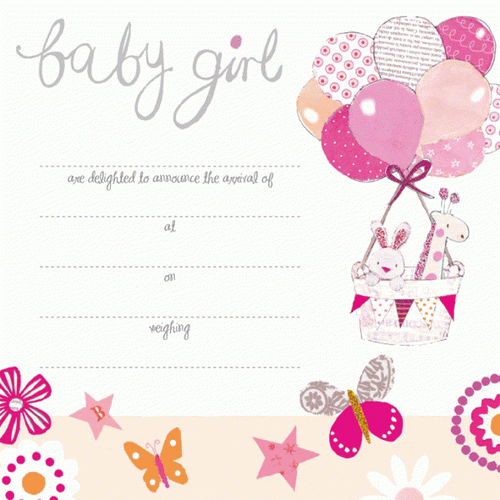 Announcement Card - Baby Girl by Hammond & Gower