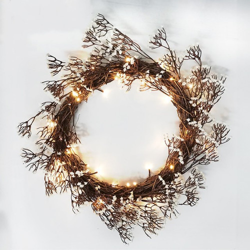 Readymade Artificial Wreath - Light Up Gypsophila (40cm)