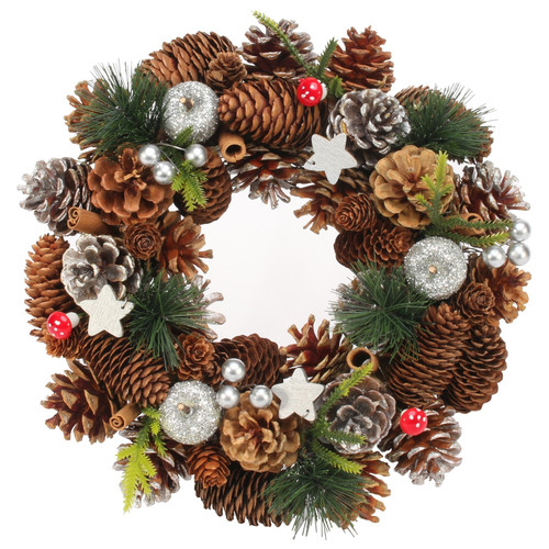 Artificial Readymade Wreath - Woodland Fruits & Silver Stars