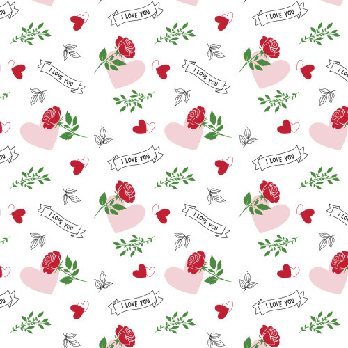 Cello Wrap (Frosted) - I Love You Hearts & Roses