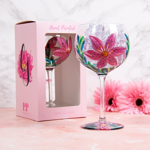 Hand Painted Gin Glass - Lily