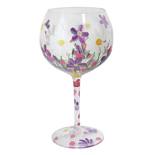 Hand Painted Gin Glass - Daisies