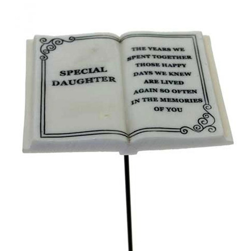 Graveside Plaque - Open Book (White) with Poem - Special Daughter