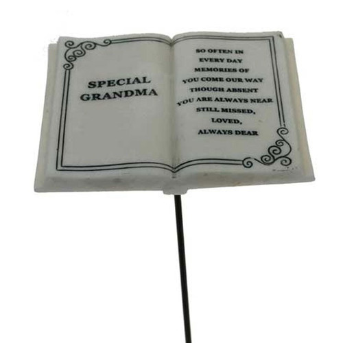Graveside Plaque - Open Book (White) with Poem - Special Grandma