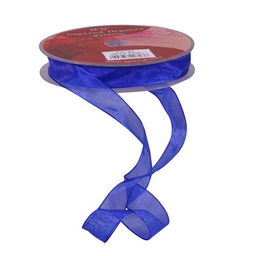 15mm Woven Edge Organza Ribbon - Blue Royal