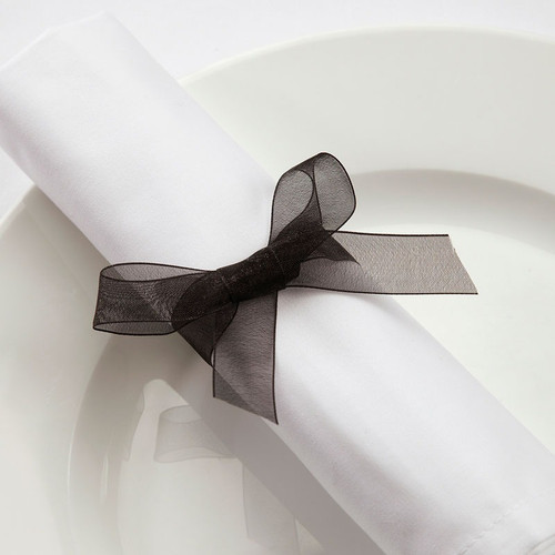 15mm Woven Edge Organza Ribbon - Black