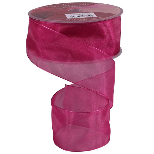 38mm Woven Edge Plain Organza Ribbon - Burgundy