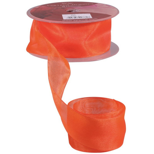 38mm Woven Edge Plain Organza Ribbon - Orange