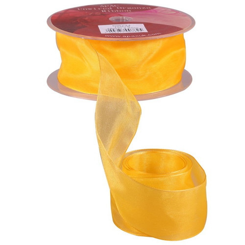 38mm Woven Edge Plain Organza Ribbon - Yellow