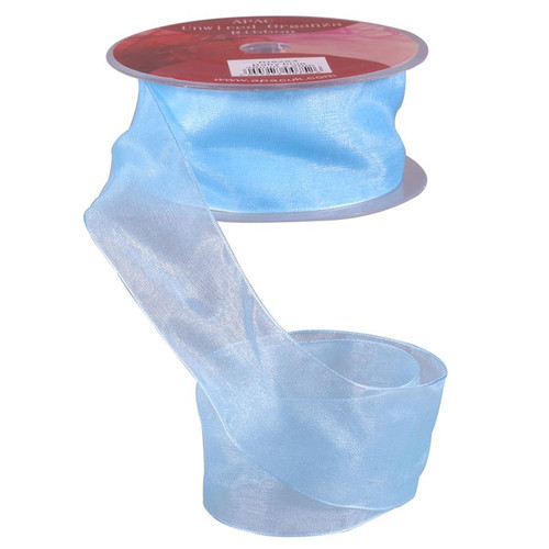 38mm Woven Edge Plain Organza Ribbon - Blue Baby