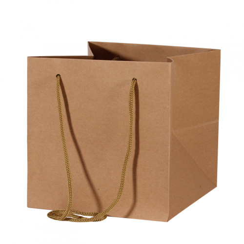 Hand Tie Gift Bag (Cube) - Kraft (25cm)