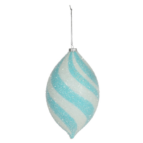 Bauble - Candyland Swirl Finial Turquoise Glitter (27cm)