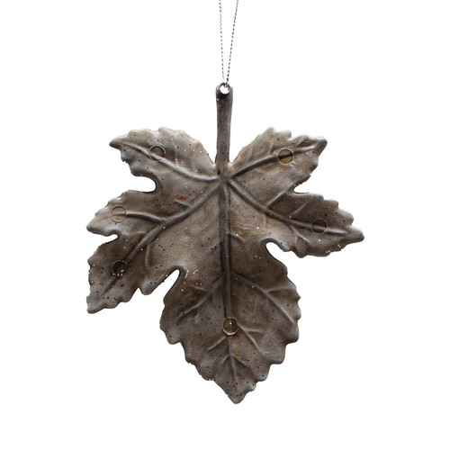 Hanging Decoration - Frosted Maple Leaf (12cm)