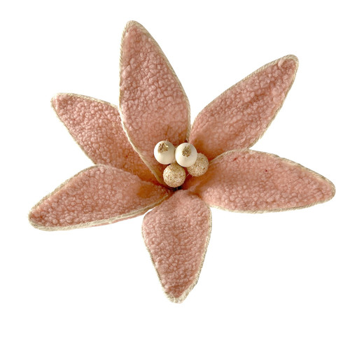 Poinsettia Stem - Cosy Furry Pink (26cm)