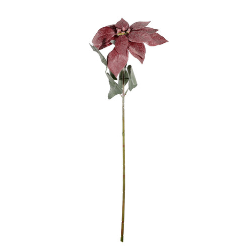 Poinsettia Stem - Frosted Velvet  Red (20cm x 55cm)