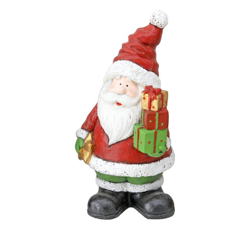 Santa Decoration - Jolly Figurine Holding a Tower of Presents (42cm)