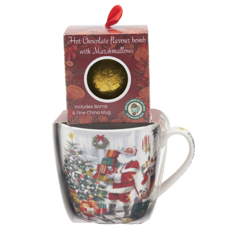 Christmas Mug & Chocolate Bomb Set - Festive Santa