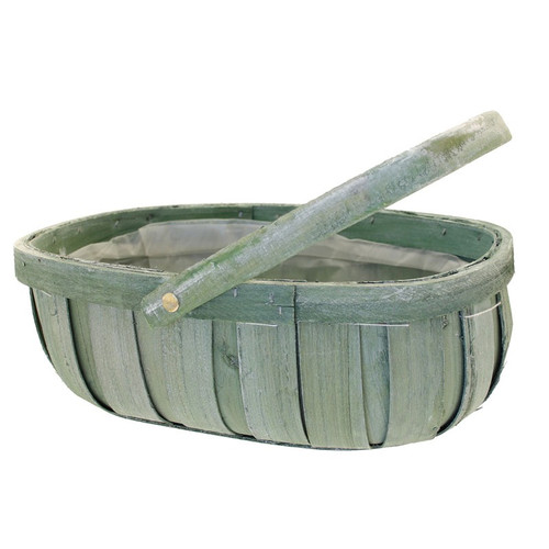 Softwood Trug with Hinged Handle - Green
