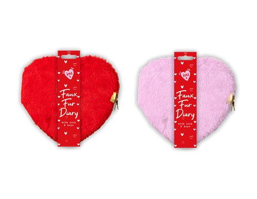 Valentine's Faux Fur Heart Diary with Lock (Assorted Designs)