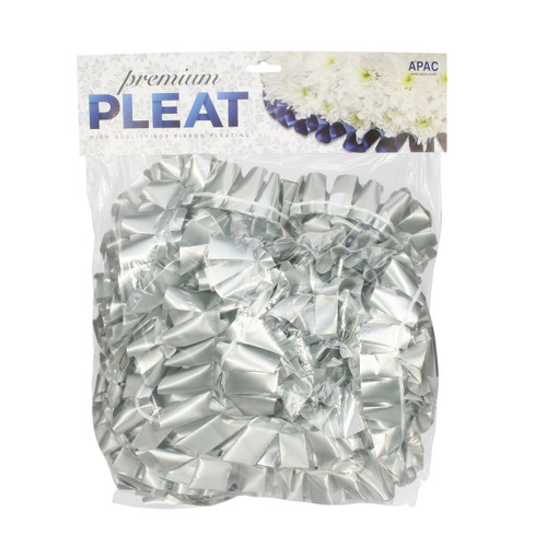 50mm Pleated Premium Poly Ribbon - Silver (30m)
