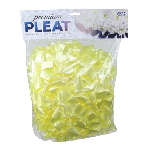 50mm Pleated Premium Poly Ribbon - Yellow (Light) (30m)