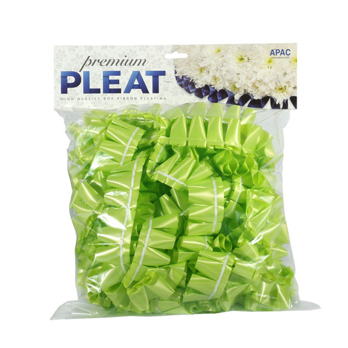 50mm Pleated Premium Poly Ribbon - Green (Lime)