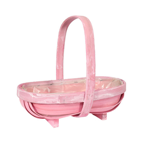 Softwood Trug with Handle - Pink